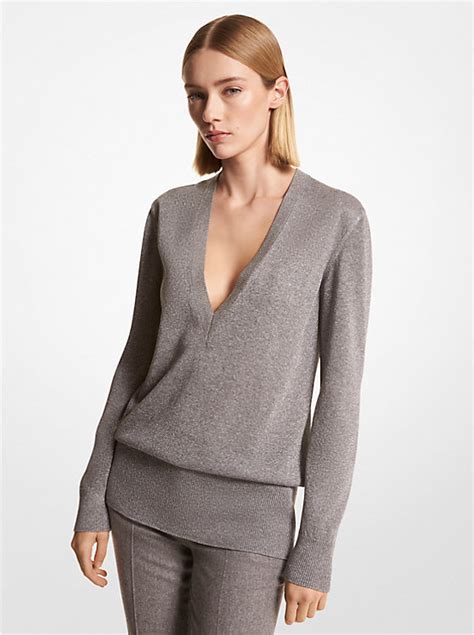 michael kors kimono v sweater|Metallic Viscose Blend V.